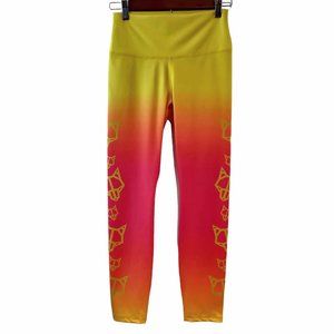 Naked Wolfe Womens Sunset Orange Ombre Gym 1 Streamline Activewear Leggings M